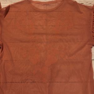 Zara Embroidered Salmon Top